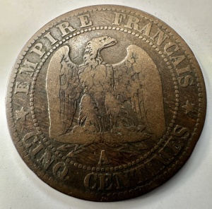 NAPOLEON III - FRANTA - 5 CENTIME 1853 - Img 2