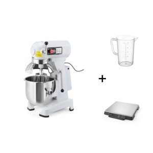 Pachet Mixer planetar spirala cu vas detasabil 3 viteze echipat cu roti pivotante vas, capac si spirala din inox 18/10 HENDI Smart, 20 litri 750 W si accesorii - Img 1