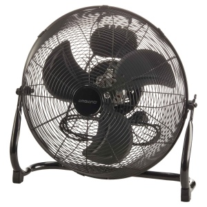 Padlóventilátor, fekete, alumínium lapátok, 60W, Ambianco