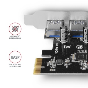 PCI Express bővítő 4 USB 3.0 porthoz, ömlesztett termék - csomagolás nélkül, Axagon - Img 4