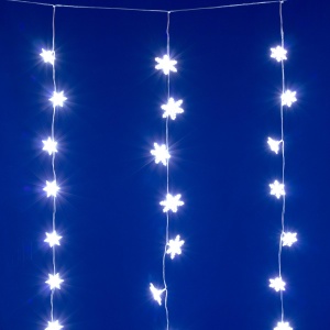 Perdea luminoasă LED cu fulgi de zăpadă, alb rece - Img 1