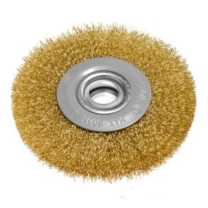 Perie tip roata din sirma incretita placata cu alama 125 x 20 mm
