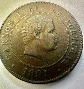 PORTUGALIA - CARLOS I - 20 REIS 1891