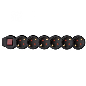 Prelungitor 6 prize, intrerupator, 1,5 m, negru