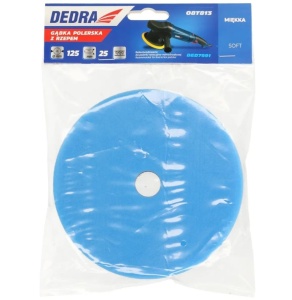 Puha szivacsos polírozókorong, velco markolat, 125mm x 25mm, kék, Dedra - Img 3