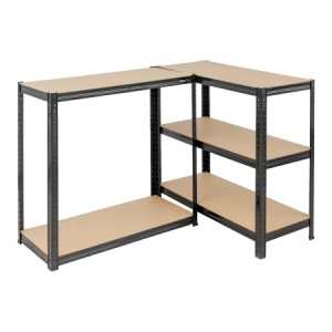 Raft metalic depozitare, 5 etajere robuste MDF, sarcina grea, ajustabile,modular, 180x90x40 cm, negru, Dedra - Img 6