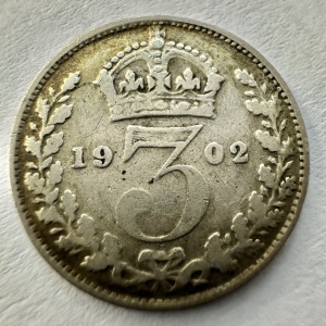 REGATUL UNIT - EDWARD VII - 3 PENCE 1902 - ARGINT 0.925 - 1.38 Gr . - 16.0 mm . - Img 2