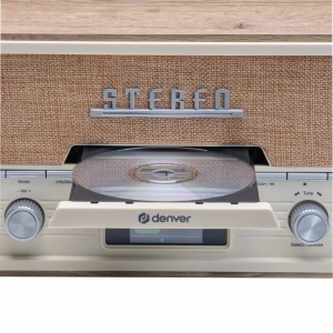 Retro stílusú rádió-CD-lejátszó, FM-rádió, DAB+, színes LCD-kijelző, beépített hangszórók, Bluetooth, USB, távirányító, fa burkolat, világosbarna, DENVER - Img 4