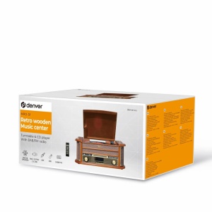 RETRO sztereó, cd-lejátszó, usb, tuner, aux, kazetta, hangszedő, fa doboz, Denver MRD-51 - Img 4