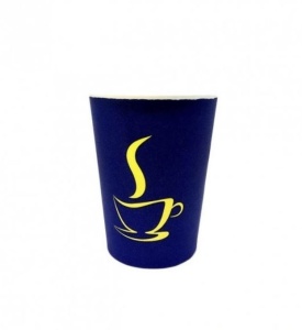 Set 100 pahare carton pentru cafea, bauturi calde, 8oz, 235ml, D80, albastru - Img 2