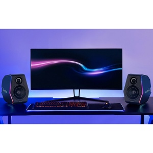 Set 2 boxe active profesionale pentru GAMING, PC, muzica, STUDIO, bluetooth,monitor audio, LED RGB, 88W, sunet HI-FI, amplificator clasa D, incinte lemn si aluminiu, NEGRU, Edifier G5000-BK - Img 9