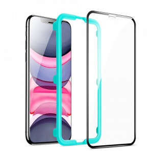 Set 2 folie sticla securizata , sablon montare, Tempered Glass iPhone XS Max, ESR - Img 1