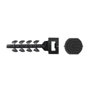 Set 250 dibluri nylon cu cap pentru prindere bride plastic tip soricel, 6 x 25mm, cap mic, negru, Celo - Img 1