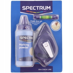 Set 3 in 1 pentru trasat linie marcat cu pudra de creta albastra, sfoara de 30m, boloboc pentru sfoara, bidon creta 115g, Spectrum