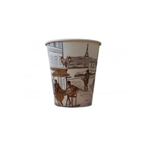 Set 50 pahare carton pentru cafea, 8oz, city life, 235ml, d80