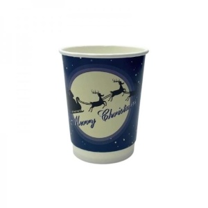 Set 500 pahare carton perete dublu, bauturi calde, ceai, ciocolata calda, cafea, vin fiert, tematica sarbatori iarna, Craciun, 12oz, 350ml, D90