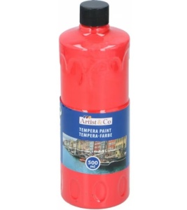 Set 6 culori pentru pictura, TEMPERA, 6 x 500ml ( 3L ), galben, rosu, verde, alb, negru, albastru, Artist&CO - Img 8