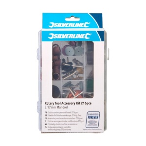 Set accesorii pentru biax 216 piese , taiat si slefuit , Silverline Rotary Tool Accessory Kit 216pce - Img 2