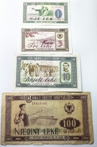 Set Bancnote - Albania - 1/3/10/100 Leke 1976