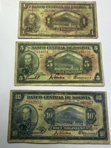 Set Bancnote - Bolivia - 1/5/10 Bolivianos 1928 - Img 3