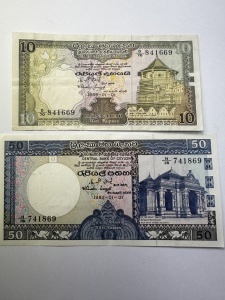 Set Bancnote Ceylon - 10/50 Rupees ( 1982-1985 )