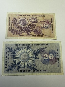 Set Bancnote - Elvetia - 10/20 Francs ( 1963-1965 ) - Img 2