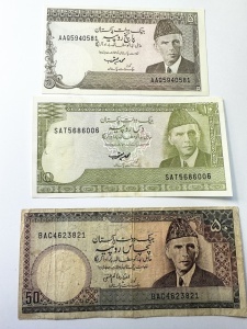 Set Bancnote - Pakistan - 5/10/50 Rupees ( 1970-1980 )
