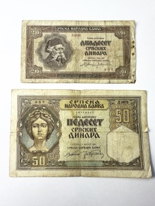 Set Bancnote Serbia - 20/50 Dinari 1941 - Ocupatie Germana