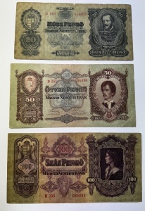 Set Bancnote - Ungaria - 20/50/100 Pengo ( 1930-1932 )