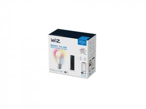 Set bec LED inteligent + telecomanda WiZ RGB, multicolor Wi-Fi, A60, E27, 8W (60W), 806 lm, temperatura lumina alba calda, compatibil Google Assistant/Alexa/Siri, AMBALAJ DETERIORAT - Img 4