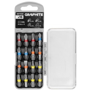 Set de biti SL3/4/5/6, PH1/2/3, PZ1/2/3, TX10/15/20/25/27/30 x 25 mm, 16 buc.