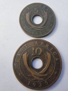 Set Monede Coloniale - 5/10 Cents 1925 - East Africa ( Africa de Est Britanica )