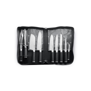 Set promotional cutite, 9 piese, Hendi, Kurt Scheller Edition, lame inox cu rezistenta foarte mare, geanta suport inclusa