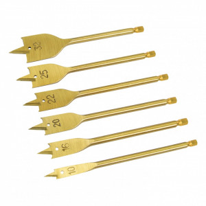 Silverline Titanium-Coated Titanium-Coated Flat Bit Set 6db, 10-32mm , Silverline Titanium-Coated Flat Bit Set 6db, 10-32mm , Silverline Titanium-Coated Flat Bit Set 6pce