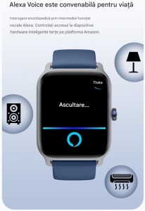 Smartwatch de buget, Verde, functie apelare/raspuns apel, fitness, ceas, ecran tactil,built-in Alexa - Img 3
