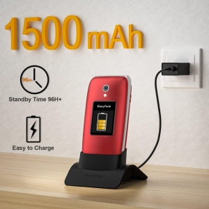 Telefon mobil cu clapeta de buget pentru seniori, cifre mari, camera, sunet puternic, USB-C, 2 x ecran LCD COLOR, Easyfone Prime A1 PRO 4G, ROSU - Img 7