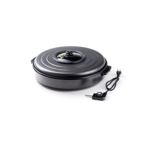 Tigaie electrica cu capac Hendi, aluminiu cu strat anti-aderent, vas interior 55x inaltime 6 cm, exterior 62x inaltime 19 cm, 230 V, 1600 W - Img 1