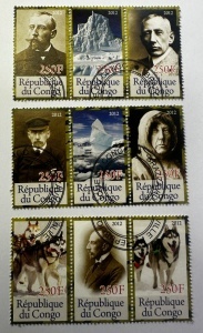 Timbre Republica Congo 2012 – Exploratori Polari și Expediții în Arctica