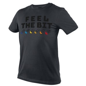 Tricou imprimat, FEEL THE BIT, marimea L, negru