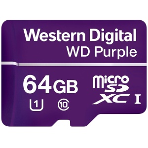 WD Purple 64GB Surveillance microSD XC Class - 10 UHS 1, "WDD064G1P0C"