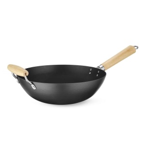 Wok cu maner din lemn Ø 32 cm (H) 100mm otel carbon - Img 2