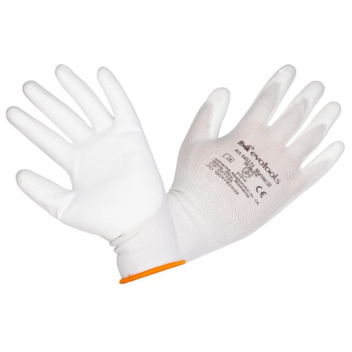 Manusi Poliuretan Tricotate Albe / M: 10