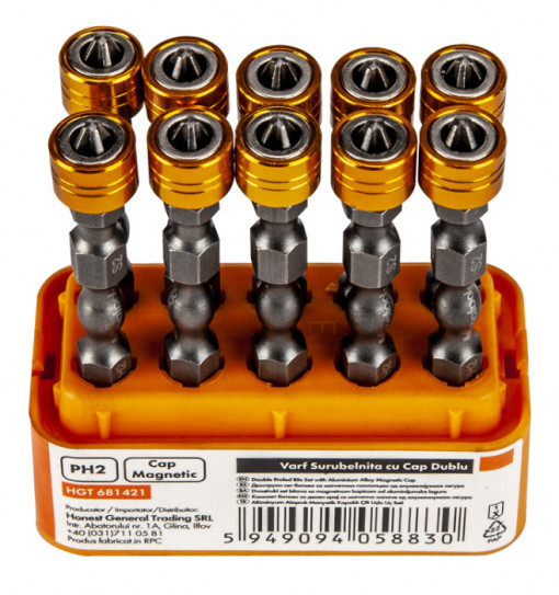 Varf Surubelnita cu Cap Dublu Magnetic 10Buc / A: PH2; L[mm]: 65