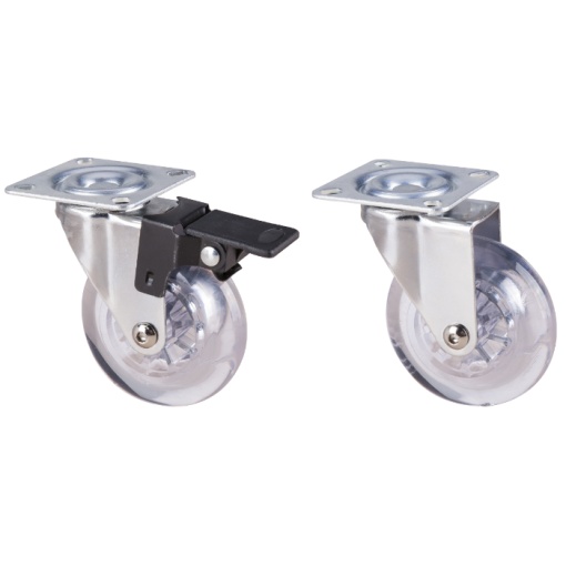 Roata Pivotanta cu Flansa din PP Transparent pentru Mobilier