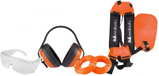 Kit Motocoasa 2 / Ochelari, Casti de Protectie, 2 Role Fir Nylon, Ham Motocoasa cu Protectie D