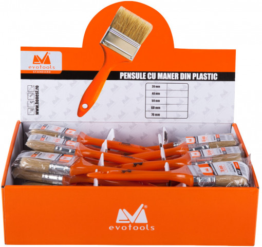 Cutie Pensule Maner din Plastic Orange 35 Pcs