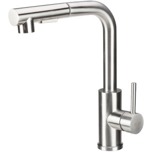 Baterie Bucatarie Lebada Tip L cu Dus Extractibil INOX 5001 / L[mm]: 190; H[mm]: 300; Hu[mm]: 260