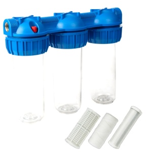 Filtru Apa Triplu cu Cartus cu Carbune Activ, Bumbac si Sita EvoSanitary