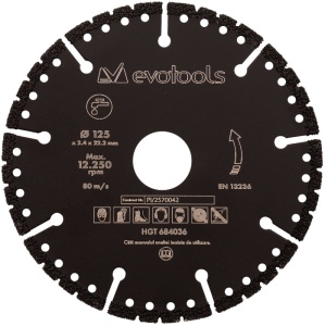 Disc Diamantat Debitare Beton si Sticla Evotools / D[mm]: 125; gp[mm]: 2.4