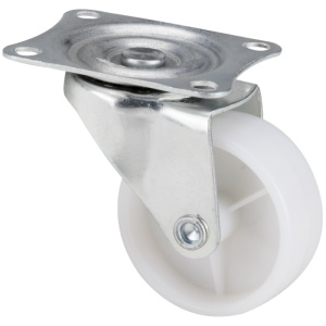 Roata Pivotanta cu Flansa din PVC Alb pentru Mobilier